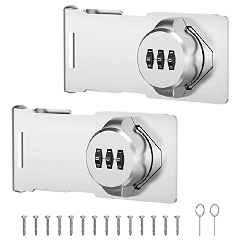 A45M - 2 PCS Cabinet Door Lock Anti - Theft Password Lock Clothes Locker Double Door Buckle Push - Pull Belt Lock Card Drawer Lock - Lacatang Shop