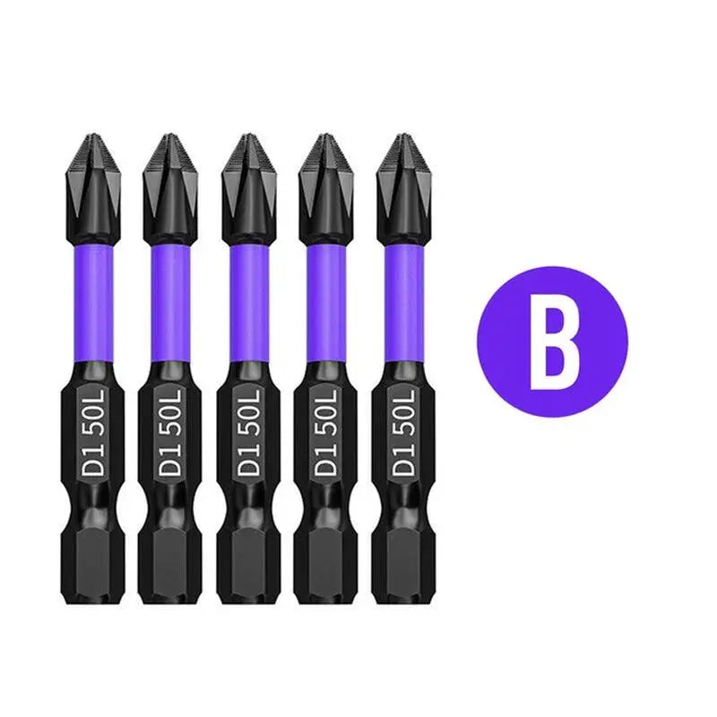 D1 Anti-Slip and Shock-Proof Screwdriver Bits with High Hardness Steel and Strong Magnetic Tips