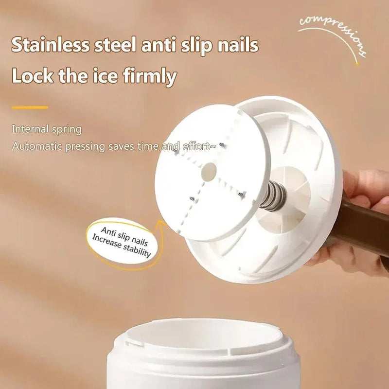 Hand-Operated Portable Manual Ice Crusher for Shaved Ice and Milkshakes 

Effortlessly Crush Ice for Delectable Drinks with Our Portable Ice Crusher for Milkshakes  AliExpress Lacatang Shop 