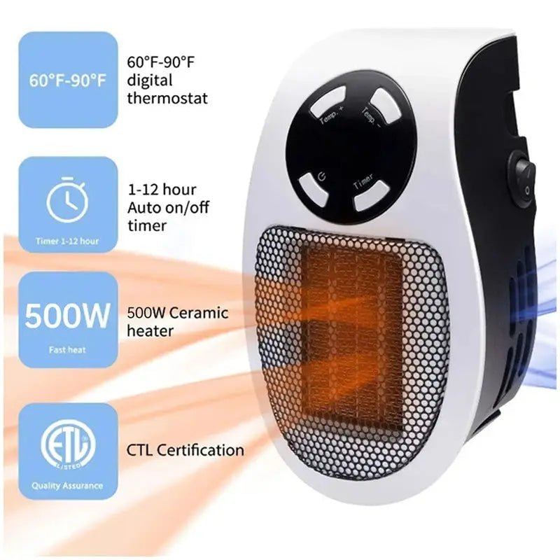 ABBN - Ultra Air Heater, 2025 Upgraded Plug In Heater, Ultra Air Heater With Adjustable Thermostat Time And Led Display EU Plug - Lacatang Shop