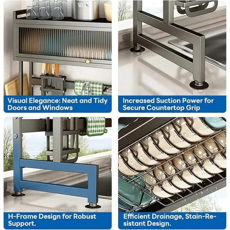 Adjustable Kitchen Dish Rack with Dust Cover - Lacatang Shop