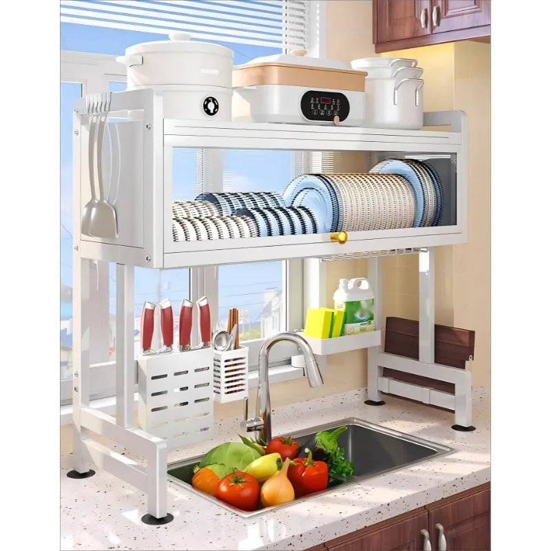 Adjustable Kitchen Dish Rack with Dust Cover - Lacatang Shop