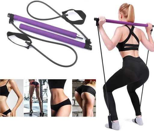 Adjustable Pilates Bar Kit with Resistance Bands and Exercise Stick for Full Body Toning and Strength Training