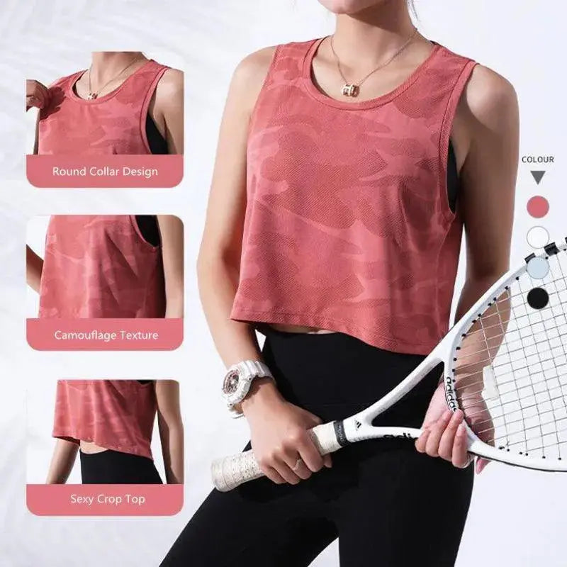 Women Camouflage Running Vest Fitness Crop Top Sleeveless Mesh Yoga Women’s Camouflage Running Vest - Fitness Crop Top Sleeveless Yoga Equipment & Accessories AliExpress Lacatang Shop 