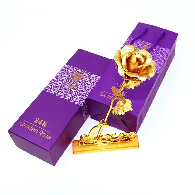 Artificial Flowers 24K Gold Rose with Box New Year Valentine Day Roses - Lacatang Shop