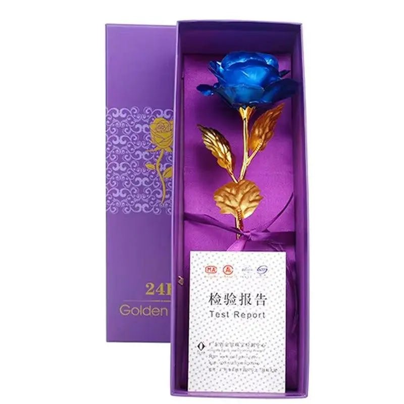 Artificial Flowers 24K Gold Rose with Box New Year Valentine Day Roses - Lacatang Shop