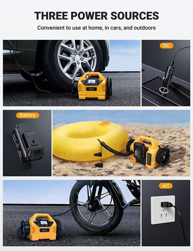 Astroai Cordless Tire Inflator Portable Air Compressor for Car 160PSI with HD Screen, 3 Power Sources & Dual Powerful Motors, Heavy Duty Air Pump Inflation/Deflation Father Day Gifts - Lacatang Shop
