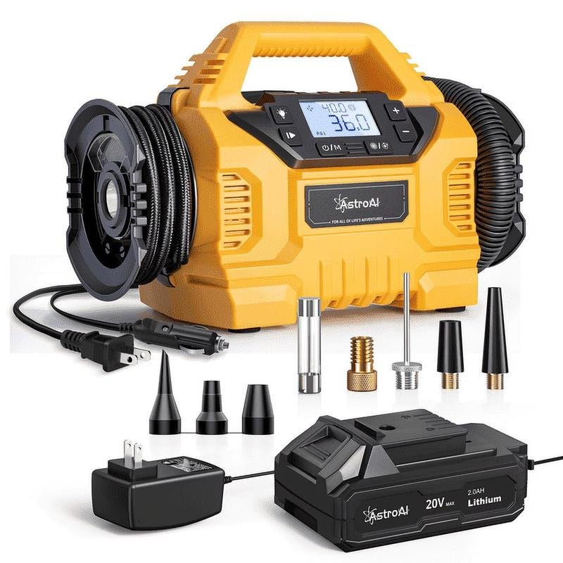 Astroai Cordless Tire Inflator Portable Air Compressor for Car 160PSI with HD Screen, 3 Power Sources & Dual Powerful Motors, Heavy Duty Air Pump Inflation/Deflation Father Day Gifts - Lacatang Shop