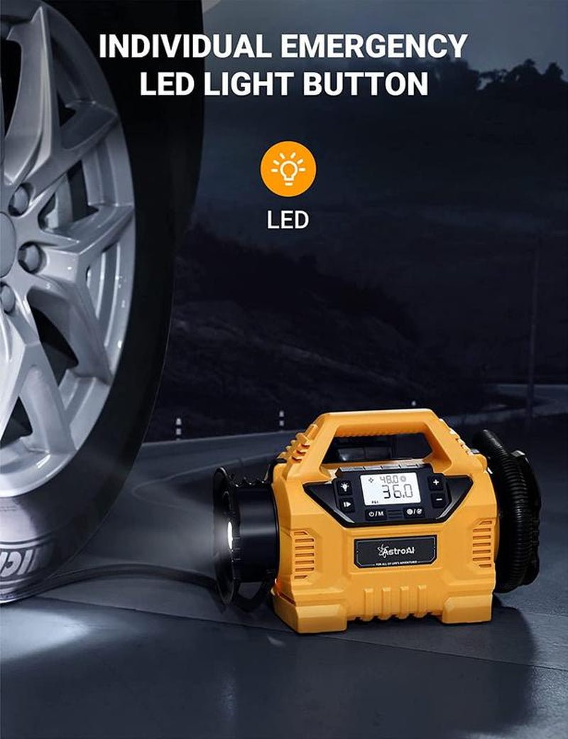 Astroai Cordless Tire Inflator Portable Air Compressor for Car 160PSI with HD Screen, 3 Power Sources & Dual Powerful Motors, Heavy Duty Air Pump Inflation/Deflation Father Day Gifts - Lacatang Shop