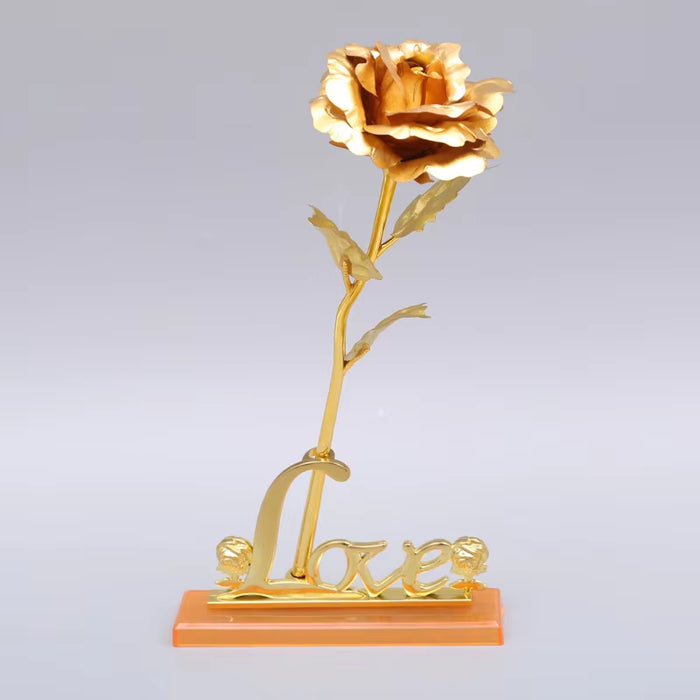 Artificial Flowers 24K Gold Rose with Box New Year Valentine\X27S Day Gift/Present Foil Flowers Home Decor Fake Roses