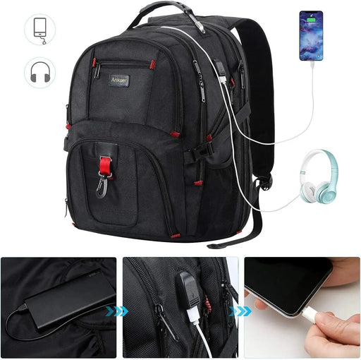 Extra Large Travel Backpack for Men Women: 17 in Laptop Backpacks for School, anti Theft TSA Travel Bag with USB Charging Port, Business Computer Bag (Black) 

17 Laptop Backpack for Travel: Anti Theft, USB Charging, Extra Large, for Men and Women - Black  AliExpress Lacatang Shop 