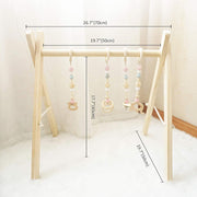 Baby Play Gym, Wooden Baby Gym with 4 Infant Toys, Foldable Wood Gyms Frame Hanging Bar for Toddler, Newborn, Baby Girls and Boys Shower Gift Play Toys - Lacatang Shop