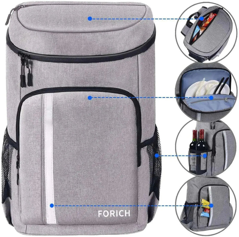 Backpack Cooler Leakproof Insulated Waterproof Backpack Cooler Bag, Lightweight Soft Beach Cooler Backpack for Men Women to Work Lunch Picnics Camping Hiking, 30 Cans - Lacatang Shop