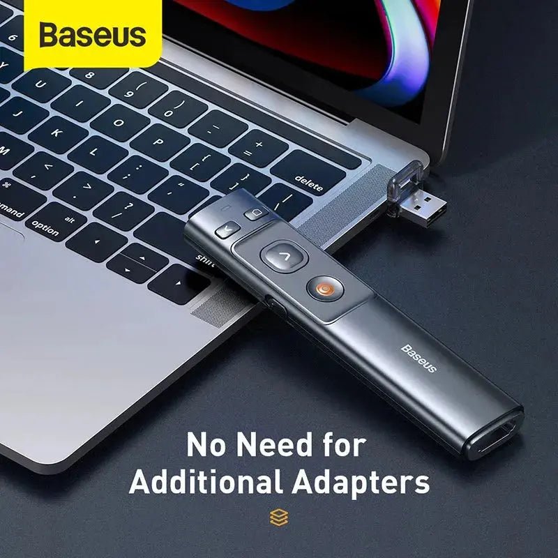 Baseus Wireless Presenter Pen 2.4Ghz USB C Adapter Handheld Remote Control Pointer Red Pen PPT Power Point Presentation Pointer - Lacatang Shop
