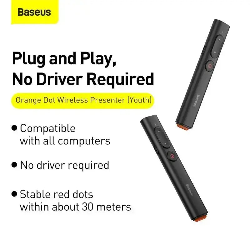 Baseus Wireless Presenter Pen 2.4Ghz USB C Adapter Handheld Remote Control Pointer Red Pen PPT Power Point Presentation Pointer - Lacatang Shop