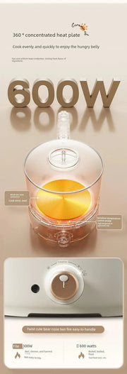 Bear Split Electric Caldron Dormitory Students Pot For Home Multi - Functional Milk Pot Cooking Noodle Pot Small Electric Pot Electric Food Warmer - Lacatang Shop