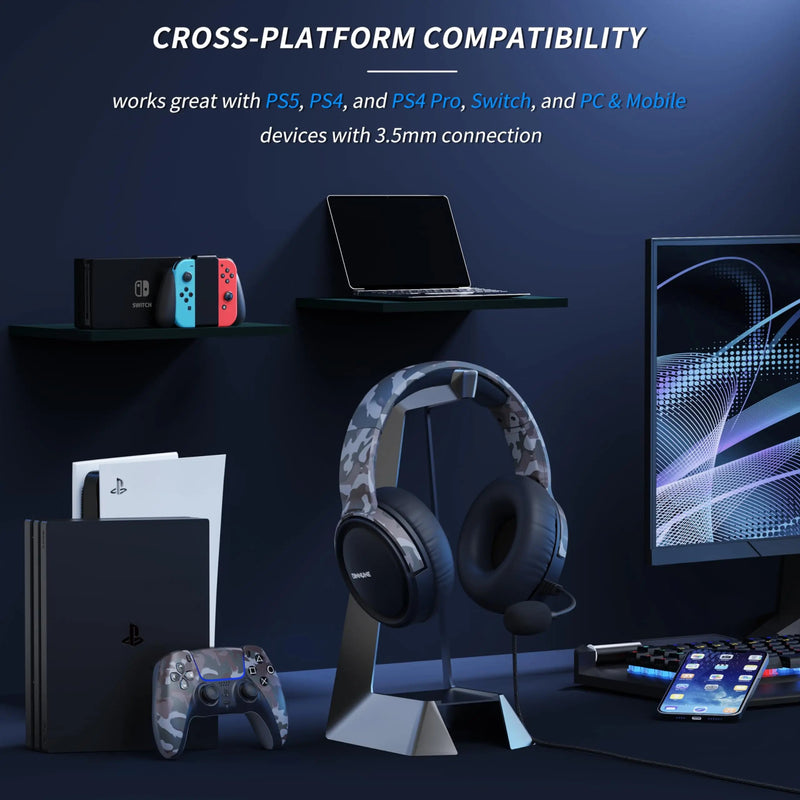 BINNUNE Gaming Headset with Mic for PS4 PS5 Xbox Series X|S Xbox One PC Switch Wired Gaming Headphones for Playstation 5 Xbox 1 - Lacatang Shop