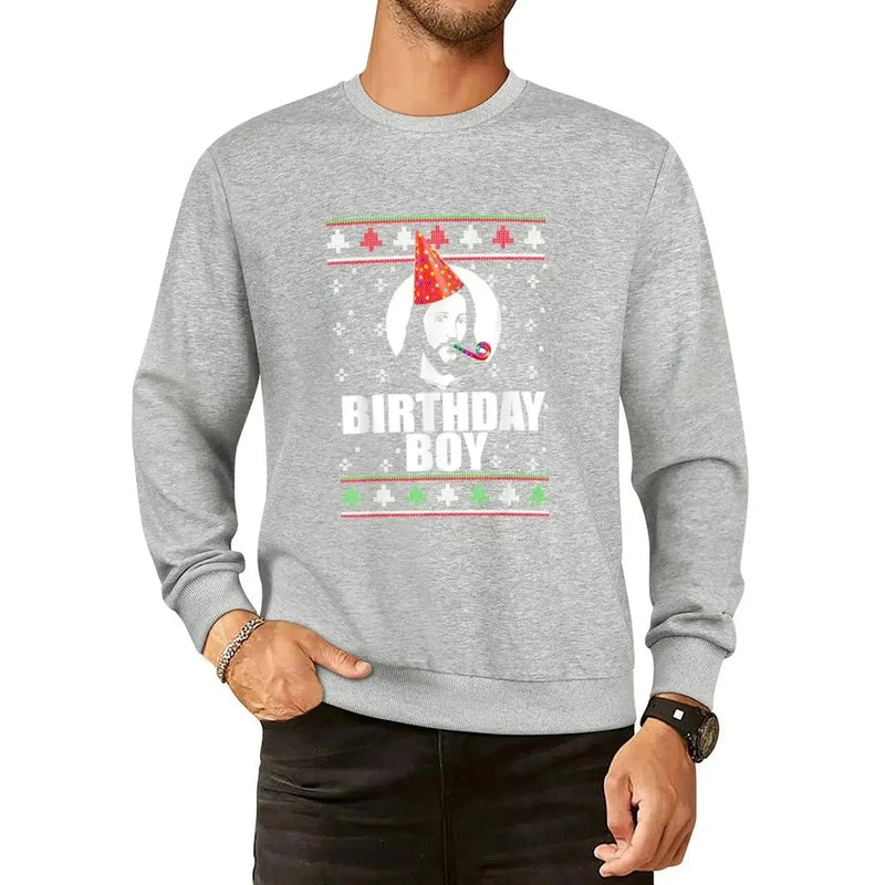 BIRTHDAY BOY JESUS Funny Ugly Christmas Sweater Design Xmas Pullover Hoodie male clothes new in hoodies & sweatshirts - Lacatang Shop