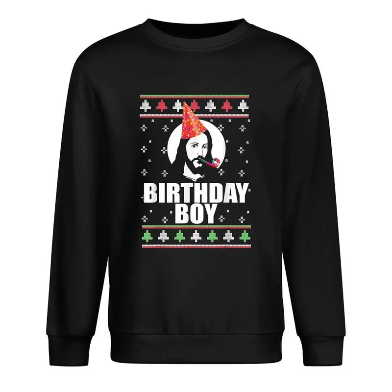 BIRTHDAY BOY JESUS Funny Ugly Christmas Sweater Design Xmas Pullover Hoodie male clothes new in hoodies & sweatshirts - Lacatang Shop
