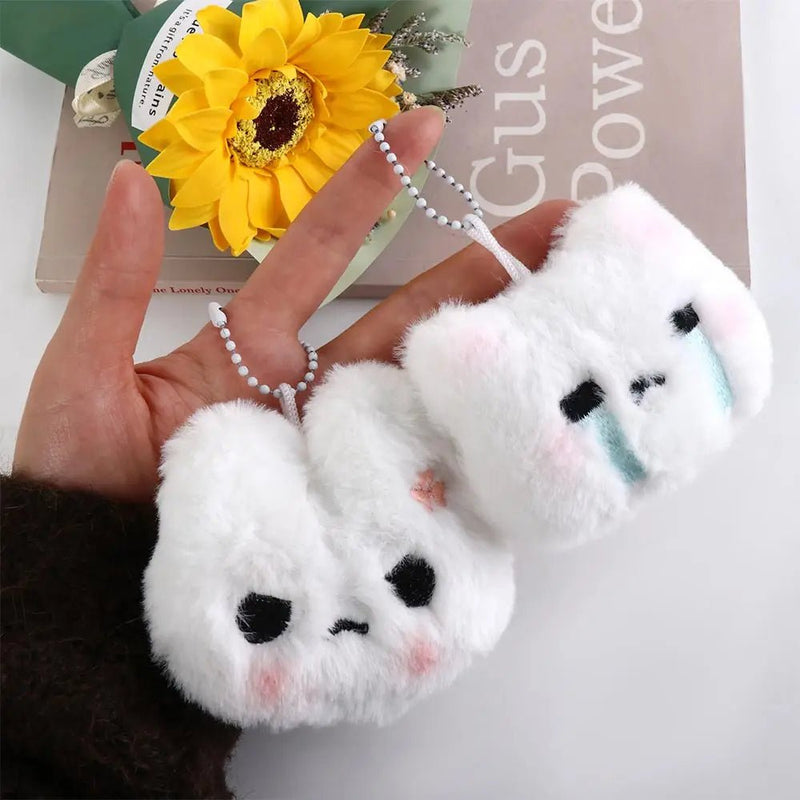 Blush Angry Rabbit Plush Pendant Keychain Cartoon Rabbit Stuffed Plush Animal Doll Toy Kid Girl Gifts - Lacatang Shop