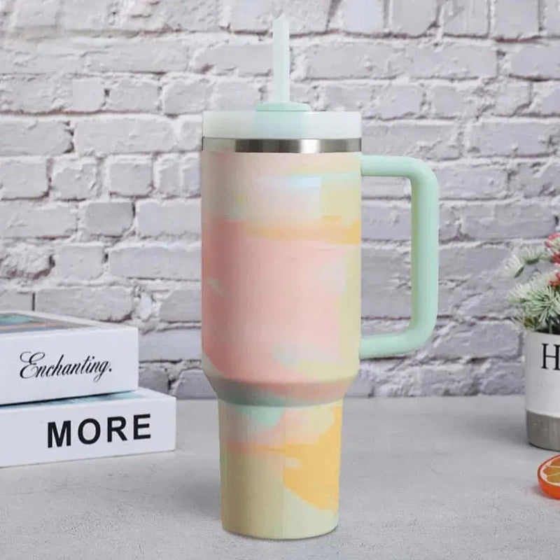 Brand 40 Oz Tumbler With Lids And Straws Handle Straw Stainless Steel Vacuum Insulated Iced Coffee Mugs Thermal Cups for Car - Lacatang Shop