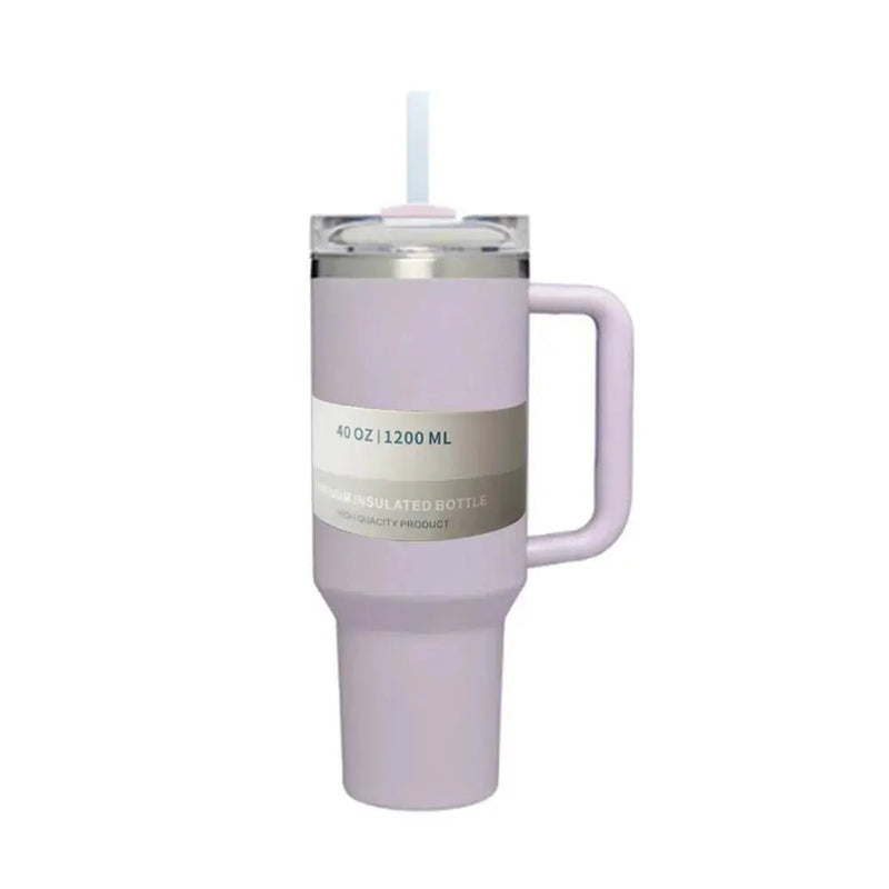 Brand 40 Oz Tumbler With Lids And Straws Handle Straw Stainless Steel Vacuum Insulated Iced Coffee Mugs Thermal Cups for Car - Lacatang Shop