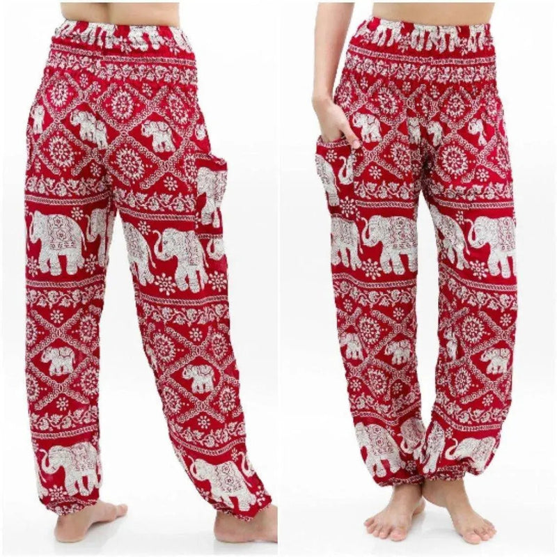 Burgundy ELEPHANT Pants for Women - Boho Hippie Yoga Pants