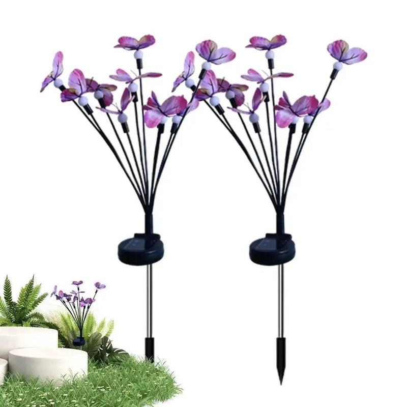 Butterfly Garden Lights 2 Pieces Butterfly Ground Light Lawn Light Butterfly Lamp Solar Power Landscape Light Outdoor 7 Light - Lacatang Shop