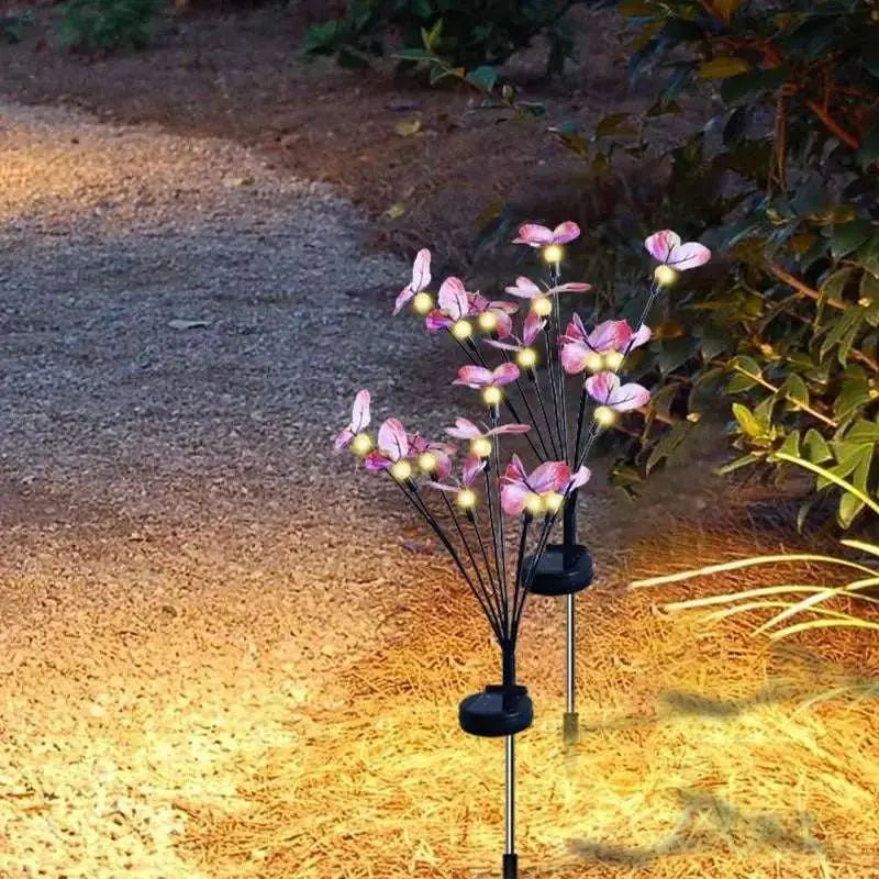 Butterfly Garden Lights 2 Pieces Butterfly Ground Light Lawn Light Butterfly Lamp Solar Power Landscape Light Outdoor 7 Light - Lacatang Shop