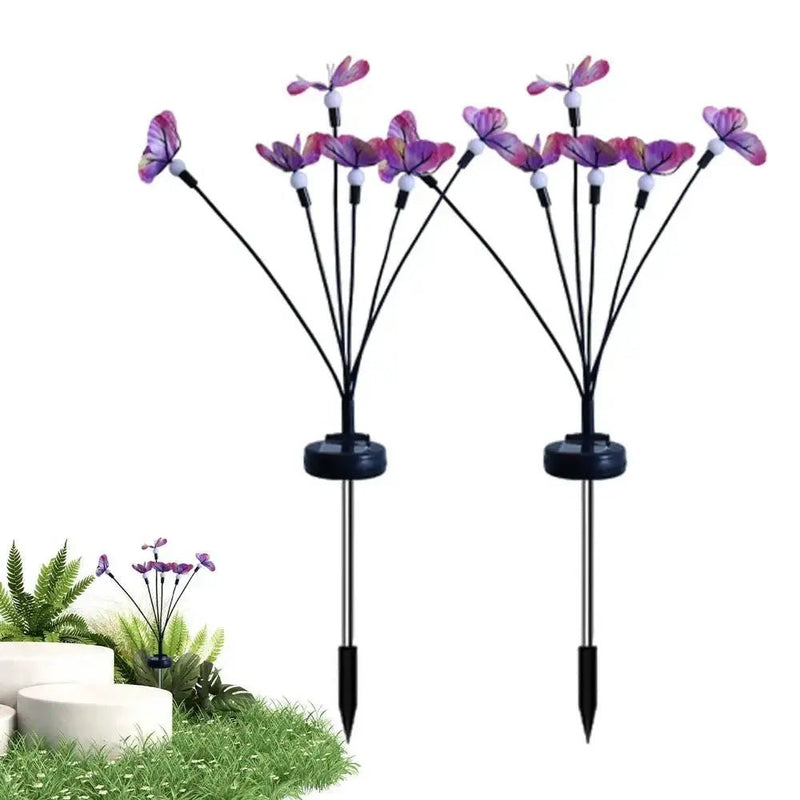 Butterfly Garden Lights 2 Pieces Butterfly Ground Light Lawn Light Butterfly Lamp Solar Power Landscape Light Outdoor 7 Light - Lacatang Shop