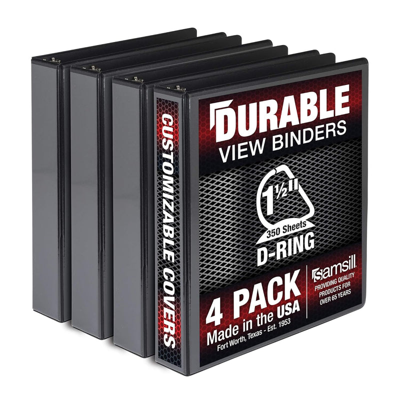 Durable 1 Inch 3 Ring Binder, Made in USA, D Ring Binder, FSC 100% Recycled Chipboard, Purple, 4 Pack