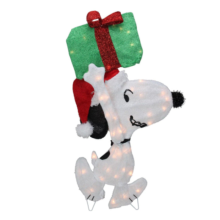 Peanuts Christmas 32" Prelit Snoopy Holding Present Outdoor Decoration - Clear Lights - Lacatang Shop