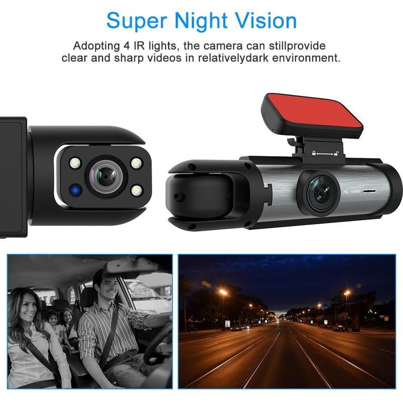 Car Dash Cam with Front and Rear Camera, 1 Count Car Dashboard Wide Angle Dash Cam with IR Night Vision, Loop Recording Car Camera with 32GB TF Card - Lacatang Shop
