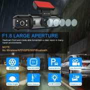 Car Dash Cam with Front and Rear Camera, 1 Count Car Dashboard Wide Angle Dash Cam with IR Night Vision, Loop Recording Car Camera with 32GB TF Card - Lacatang Shop