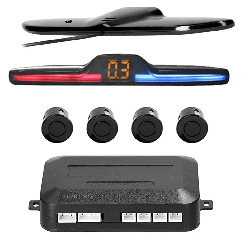 Car Reverse Radar Kit Vehicle Parking Sensor System with 4 Sensors Backup Assist System with LED Distance Display Sound Warning - Lacatang Shop