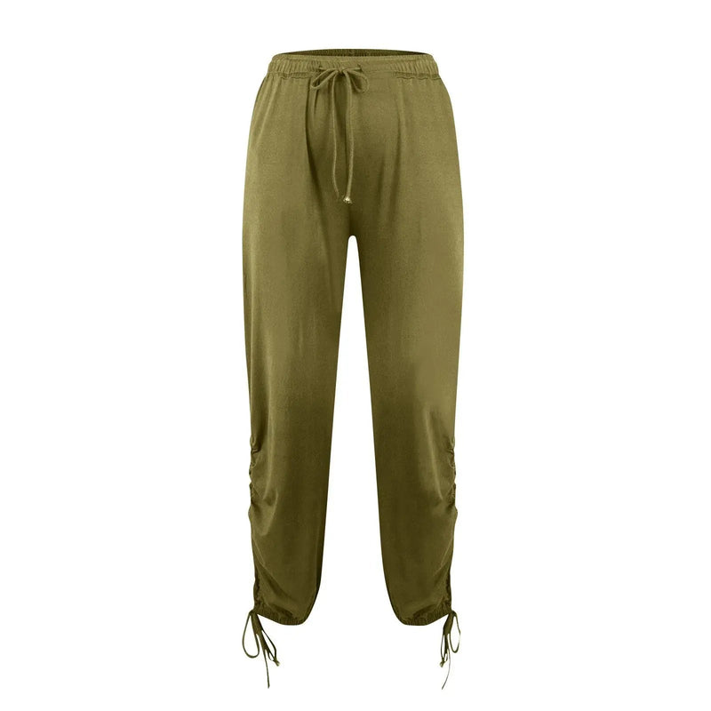 Casual Trousers For Womens Soild Harlan Pants Baggy Women'S Slacks Thin Summer Streetwear With· Hem Drawstring Ropa De Mujer - Lacatang Shop