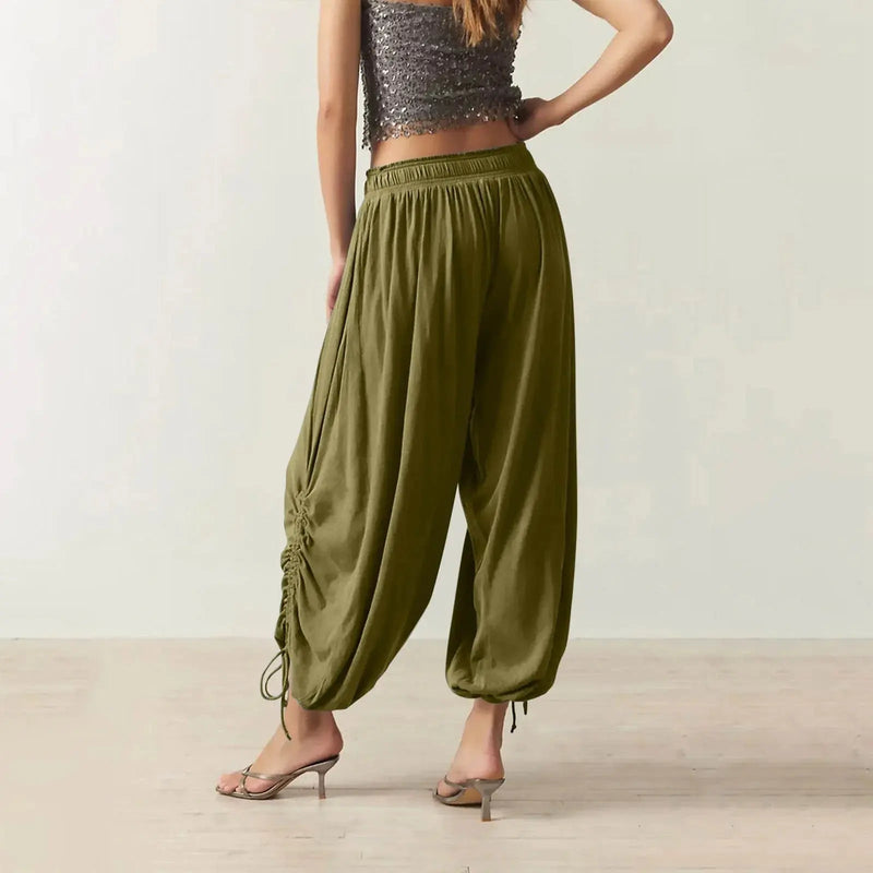 Casual Trousers For Womens Soild Harlan Pants Baggy Women'S Slacks Thin Summer Streetwear With· Hem Drawstring Ropa De Mujer - Lacatang Shop