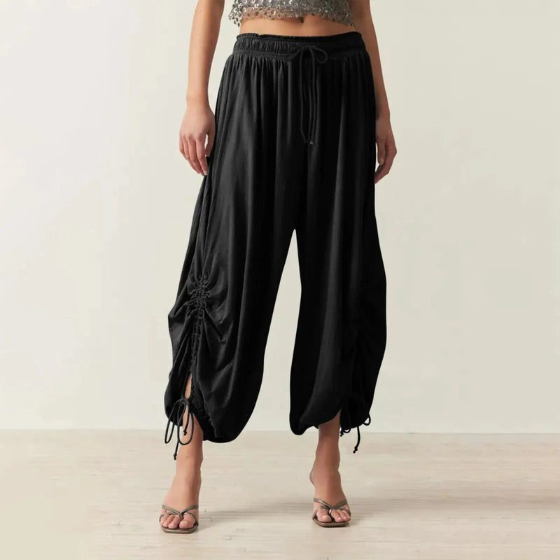 Casual Trousers For Womens Soild Harlan Pants Baggy Women'S Slacks Thin Summer Streetwear With· Hem Drawstring Ropa De Mujer - Lacatang Shop