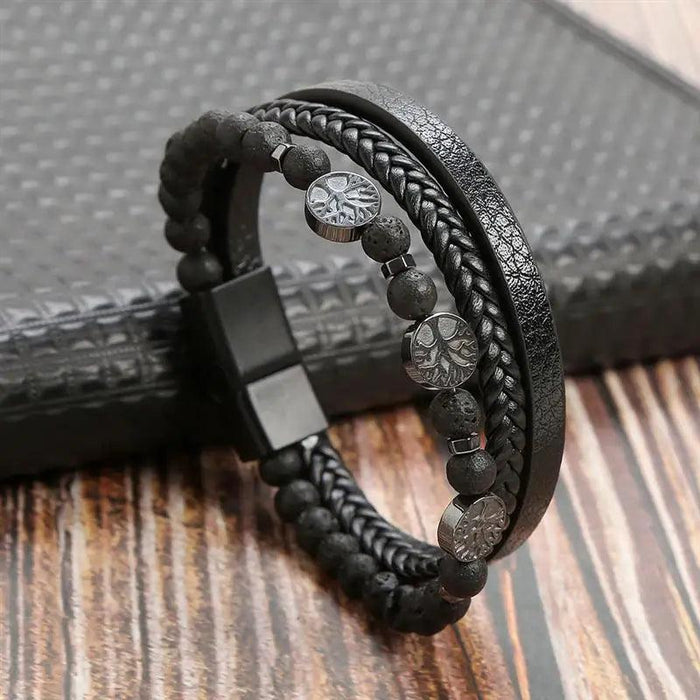 Classic Men's Leather Bracelet New Style Hand-woven Multi-layer Combination Accessory Fashion Man Jewelry Wholesale Dropshipping - Lacatang Shop