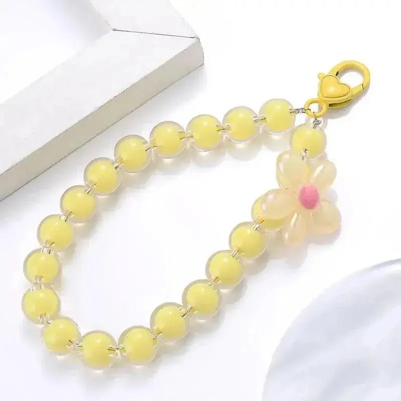 Charm Color Acrylic Mobile Phone Chain Lanyard Fahion Flowers Pendant Sweet Cellphone Chains Anti - Lost Women Jewelry Accessories - Lacatang Shop