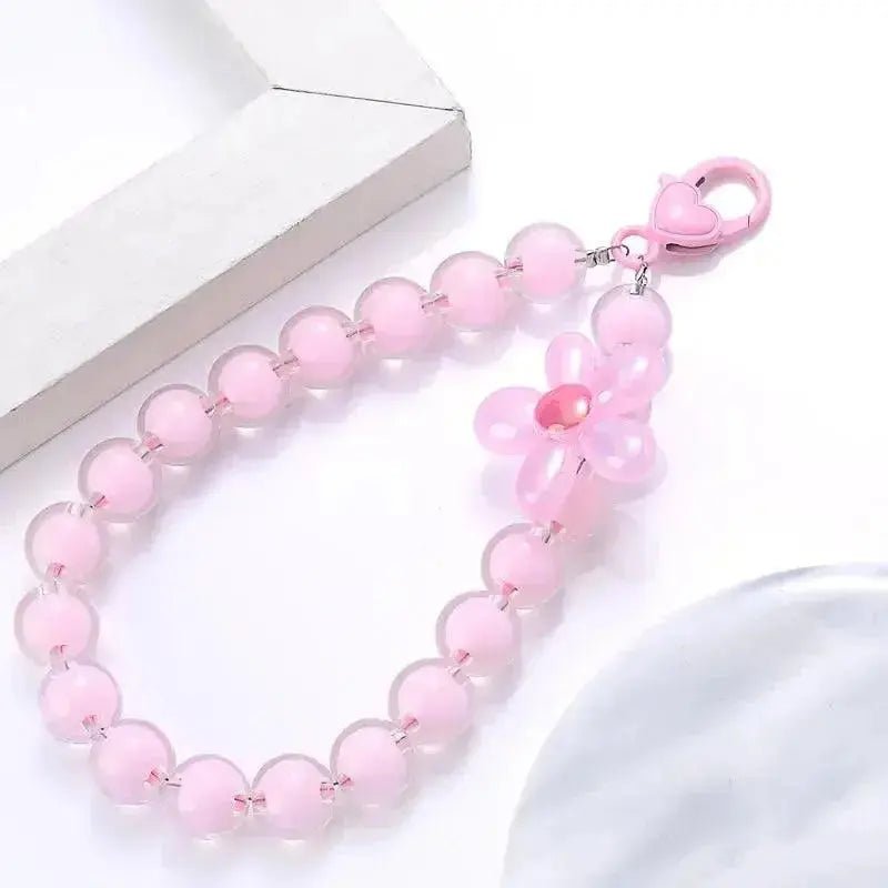 Charm Color Acrylic Mobile Phone Chain Lanyard Fahion Flowers Pendant Sweet Cellphone Chains Anti - Lost Women Jewelry Accessories - Lacatang Shop
