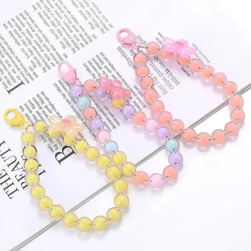 Charm Color Acrylic Mobile Phone Chain Lanyard Fahion Flowers Pendant Sweet Cellphone Chains Anti - Lost Women Jewelry Accessories - Lacatang Shop