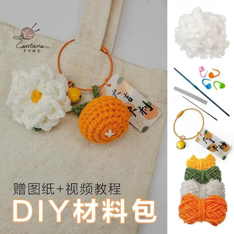 Citrus Gardenia Keychain Crochet Material Package Small Pendant Good Life DIY Wool Hand - Woven Gift - Lacatang Shop