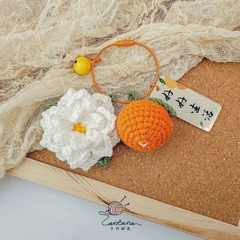 Citrus Gardenia Keychain Crochet Material Package Small Pendant Good Life DIY Wool Hand - Woven Gift - Lacatang Shop