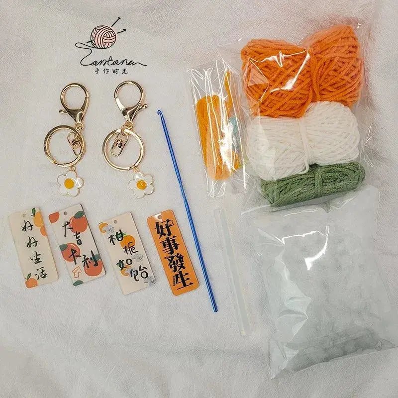 Citrus Gardenia Keychain Crochet Material Package Small Pendant Good Life DIY Wool Hand - Woven Gift - Lacatang Shop