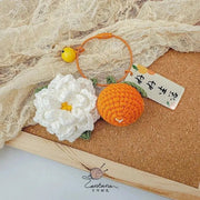 Citrus Gardenia Keychain Crochet Material Package Small Pendant Good Life DIY Wool Hand - Woven Gift - Lacatang Shop
