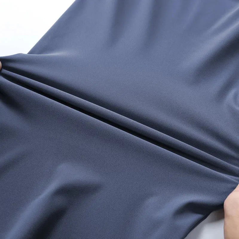 Classic Black High Quality Wrinkle Resistant Ice Silk Short Sleeved T-shirt Men's Summer Lapel Casual Solid Color Tops Polo Men - Lacatang Shop