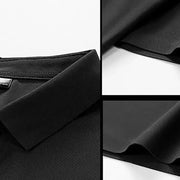 Classic Black High Quality Wrinkle Resistant Ice Silk Short Sleeved T-shirt Men's Summer Lapel Casual Solid Color Tops Polo Men - Lacatang Shop