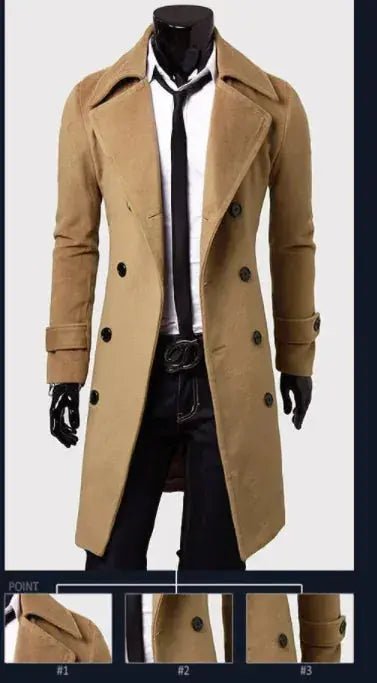 Classic Men's Long Overcoat - Lacatang Shop