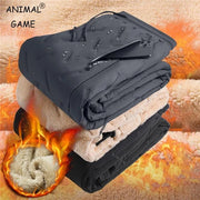 Clearance_Winter Sweatwear Men Plush Thick Fleece Sweatpant Lambswool Thermal Trousers Casual Pants Waterproof Windproof Warm Co - Lacatang Shop